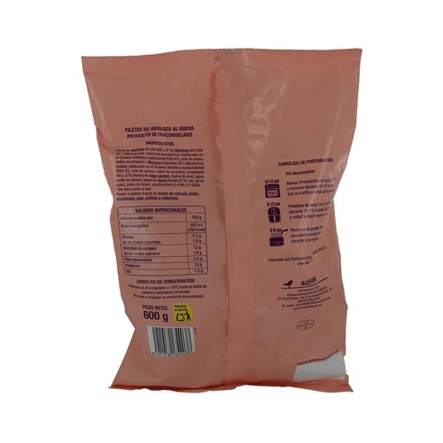 AUCHAN Filetes de merluza al huevo, ultracongelados 600 g. Producto Alcampo
