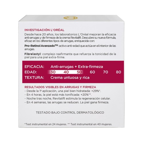 L´ORÉAL PARIS Revitalift 50 ml Crema de noche antiarrugas con Pro-Retino.