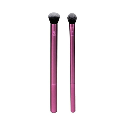 REAL TECHNIQUES Duo de brochas para aplicar y difuminar sombras de ojos, tanto en polvo como en crema .
