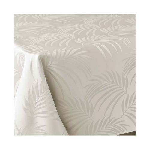 Mantel jacquard poliester hojas 140x240cm beige. U10