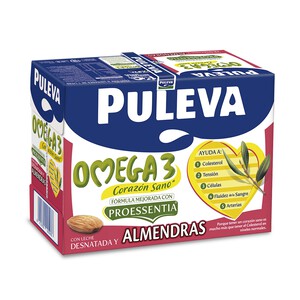 Imagen de PULEVA Preparado lácteo desnatado, enriquecido con almendras, ácido oleico y Omega 3 Omega  6 x 1l.
