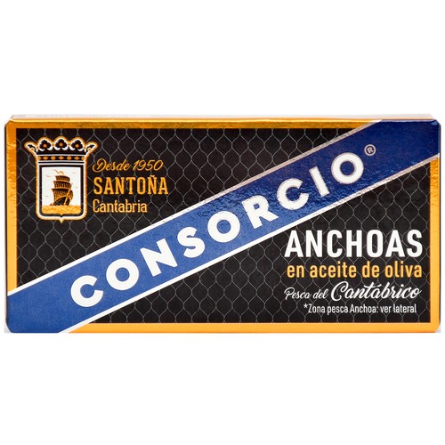 Filetes de anchoa de Santoña en aceite de oliva CONSORCIO 29 g. peso neto escurrido