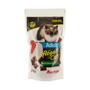 PRODUCTO ALCAMPO Snack premium para gatos adultos con control de bolas de pelo AUCHAN EXPERT 60 g.