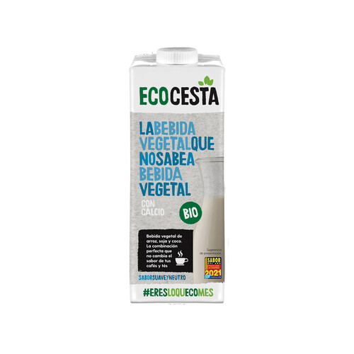 Bebida vegetal de arroz, soja y coco ecológica ECOCESTA 1 l.