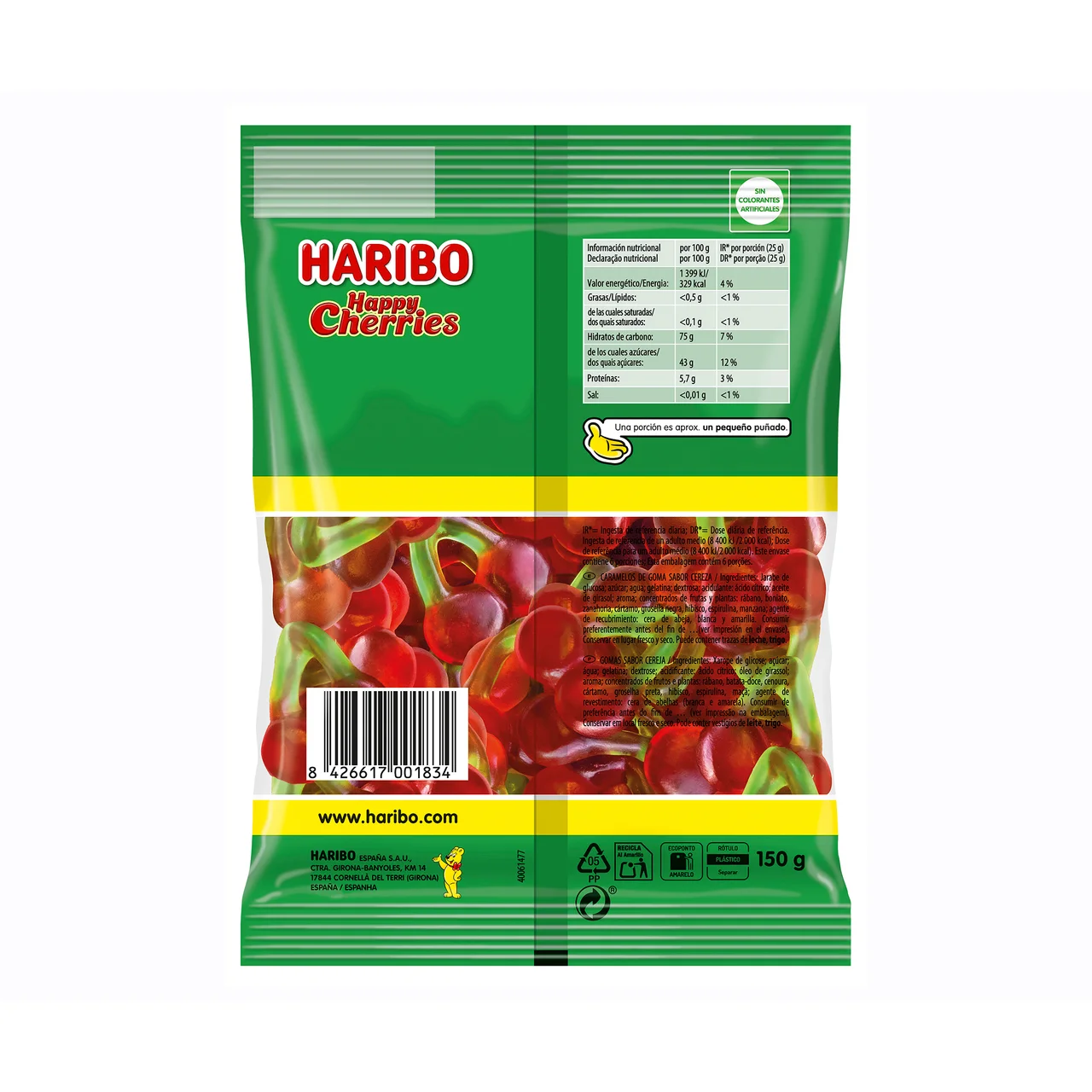 Golosina blanda happy cherries 150 gr.