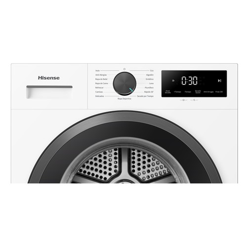 Secadora por condensación con bomba de calor HISENSE DH1I800UWDE BLANCA, capacidad de secado: 8KG, clasificación energética: D, H: 84,5cm, A: 59,5cm, F: 51cm