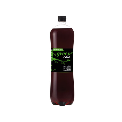 GREEN COLA Refresco de cola con extracto de stevia y cafeína natural, Zero azúcar botella 1,5 l.