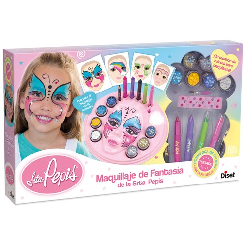 Centro de Maquillaje de Fantasía de la Señorita Pepis, incluye purpurinas, plantillas...DISET.