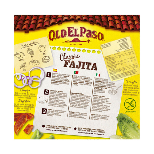 OLD EL PASO Fajitas kit, sin gluten OLD EL PASO 462 g.