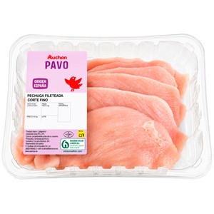 AUCHAN Filetes de pechuga de pavo extrafinos Producto Alcampo.