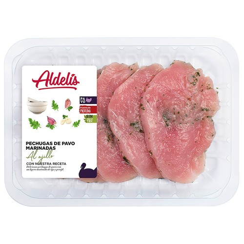 Bandeja de pechuga de pavo marinadas con ajo y perejil ALDELÍS