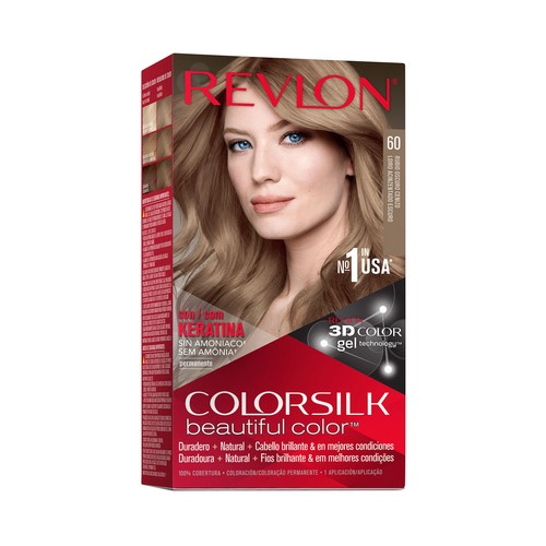REVLON Colorsilk tono 60 Rubio oscuro ceniza Coloración permanente sin amoniaco.