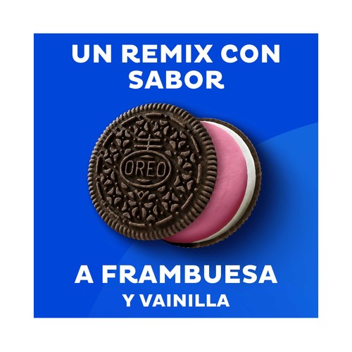 OREO Galletas de cacao rellenas de crema de Vainilla y frambuesa 157 g.