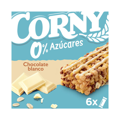 CORNY Barritas de cereales 0 % azúcares añadidos con chocolate blanco 6 uds. x 20 g.