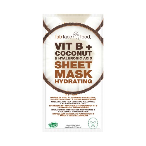 7TH HEAVEN Mascarilla facial de tela con ácido Hialurónico, vitamina B hidratante y coco.