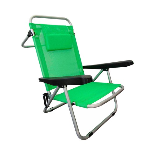Silla playera XXL con 5 posiciones color verde, 61x63x82cm. IKUNIK.