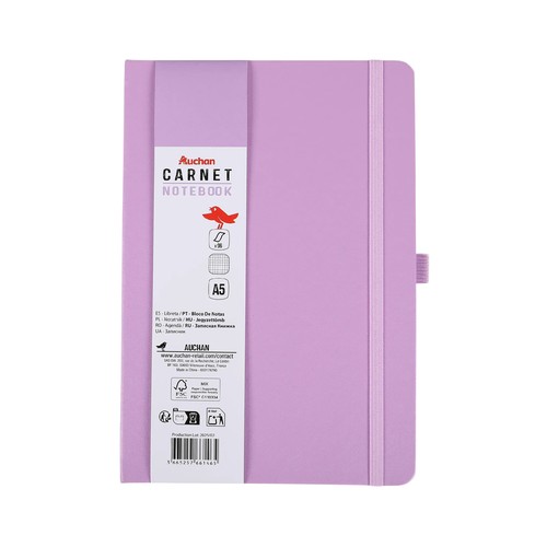 Cuaderno A5 cuadriculado 96 hojas color malva Your Life. ALCAMPO