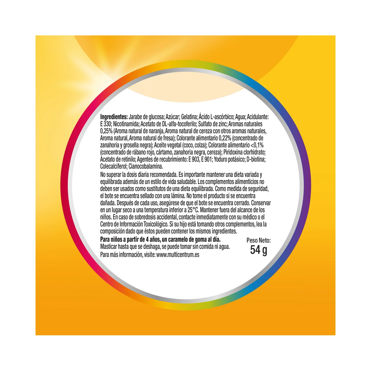 Vitagomis niños Complemento alimenticio multivitamínico para niños en cómodos caramelos de goma sabor frutas 30 uds.