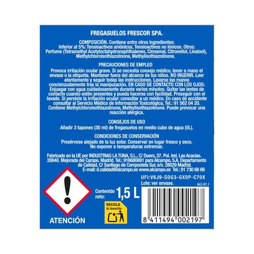 PRODUCTO ALCAMPO Fregasuelos concentrado aroma spa 1,5 L