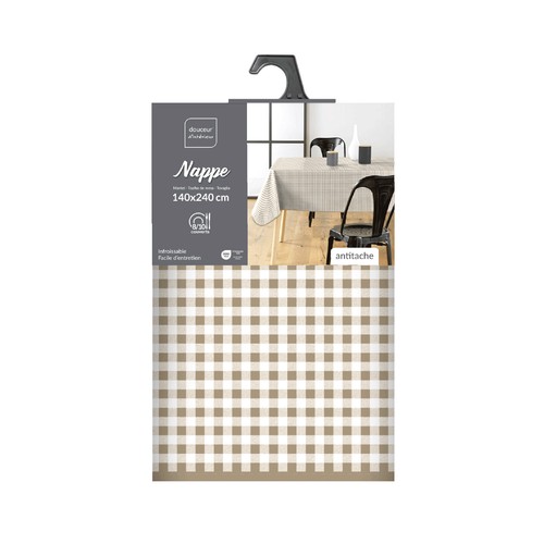 Mantel rectangular PVC 140x240cm estampado beis. U10.
