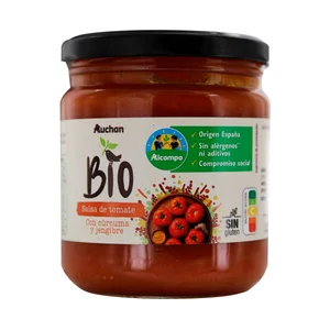 ALCAMPO CULTIVAMOS LO BUENO ECOLÓGICO  Salsa de tomate de temporada ecológica, con un toque de cúrcuma y jengibre 340 g.