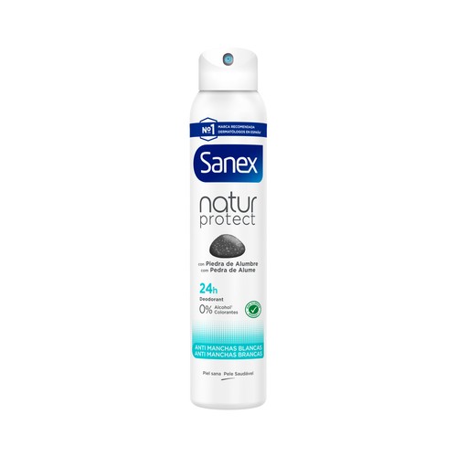 SANEX Natur protect Desodorante para mujer en spray con efecto anti manchas blancas 200 ml.