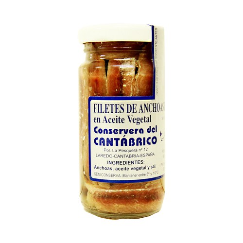 Filetes de anchoa en aceite vegetal CONSERVERA del CANTABRICO 100 g.