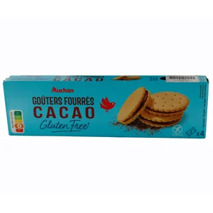 PRODUCTO ALCAMPO Galletas sin gluten rellena de cacao PRODUCTO ALCAMPO, 120 g.