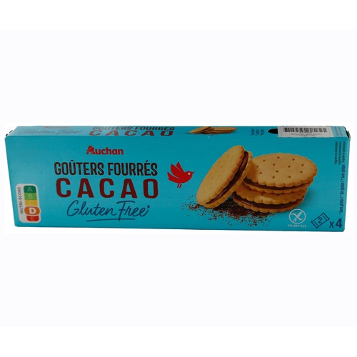 Galletas sin gluten rellena de cacao PRODUCTO ALCAMPO, 120 g.