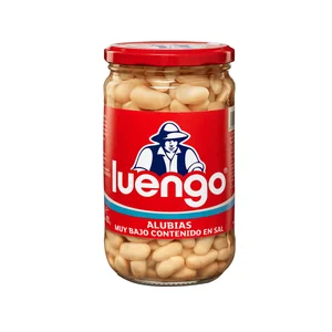 LUENGO Alubia cocida blanca con un bajo contenido en sal, en frasco de 400 g.