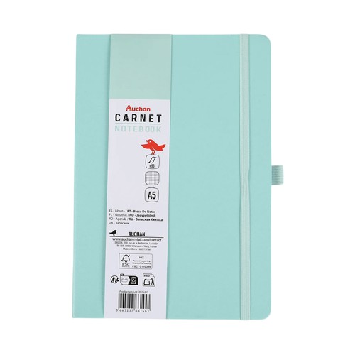 Cuaderno A5 cuadriculado 96 hojas color verde Your Life. ALCAMPO