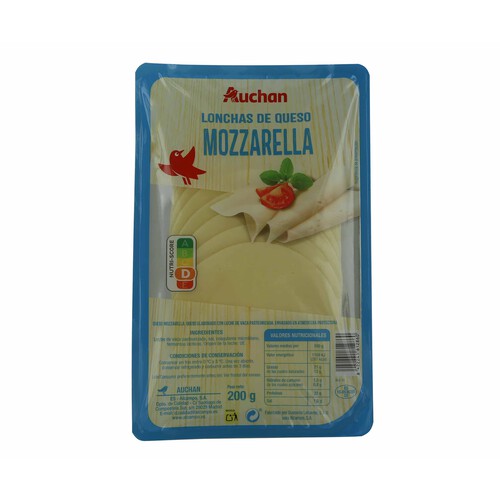 Queso Mozzarella en lonchas PRODUCTO ALCAMPO 200 g.