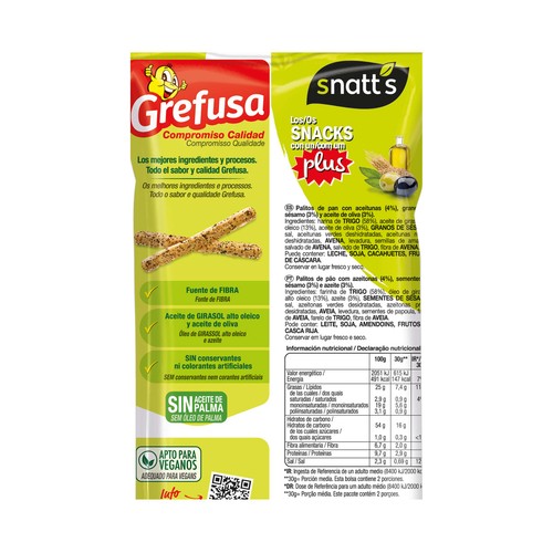 SNATT"S Palitos de trigo con olivas y sésamo 60 g.