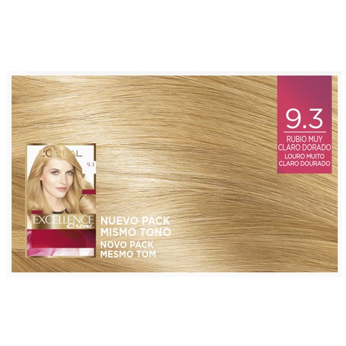 L´ORÉAL PARIS Excellence creme Tinte de pelo permanente tono 9.3 Rubio muy claro dorado.