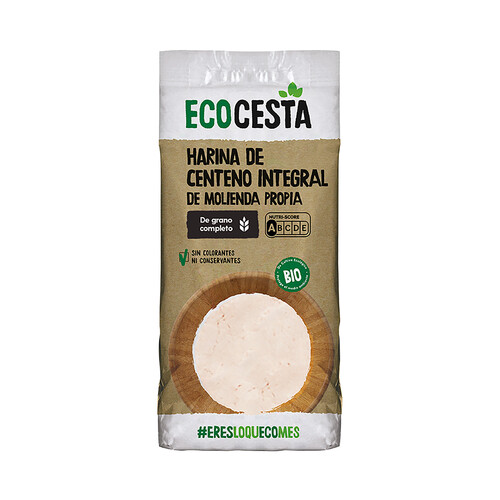 ECOCESTA Harina de centeno Integral ecológica, de grano completo y molienda propia 500 g.