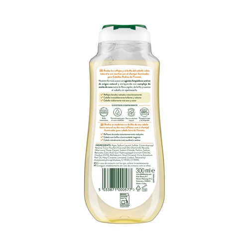 TIMOTEI Champú con camomila, para cabellos rubios y mechas , sin siliconas 300 ml.