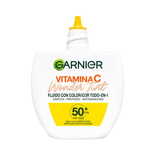 GARNIER Wonder tint tono claro Fluido con color todo en 1 (unifica, protege y antimanchas) con FPS 50+ 40 ml.