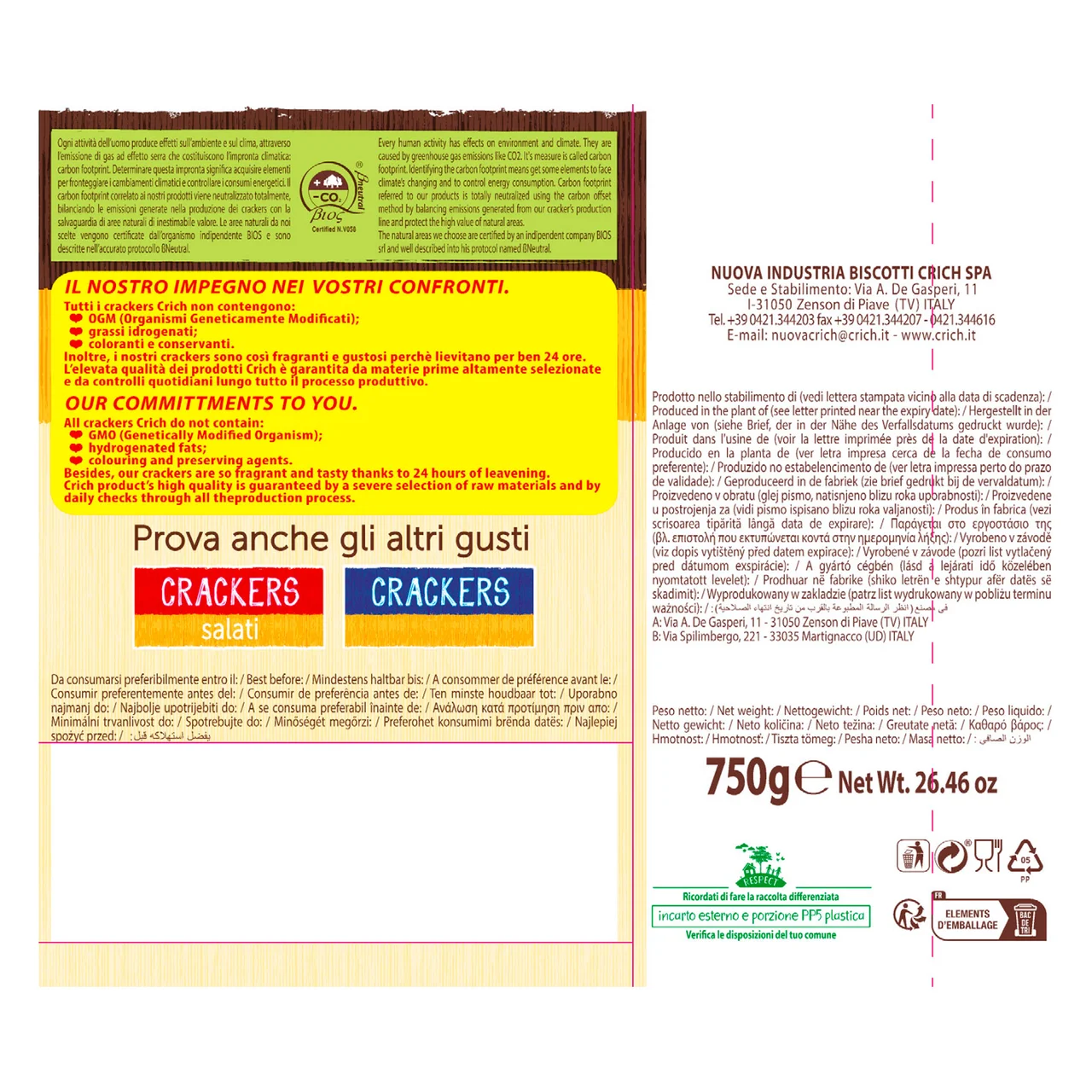 Crackers integrales 750 gr.