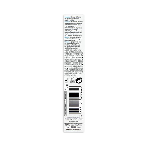 LA ROCHE POSAY Rehidratación intensiva antibolsas,con ácido hialurónico fragmentado,LA ROCHE POSAY 15 ml.