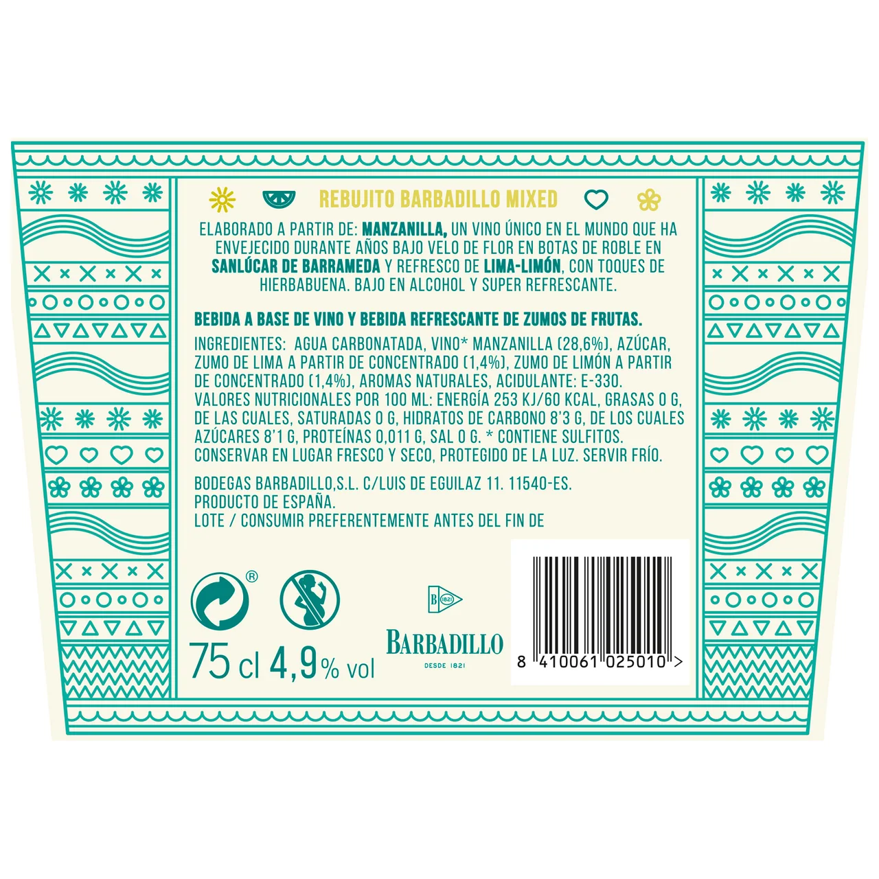 Mixed Rebujito (lima-limón, manzanilla y hierbabuena) botella 75 cl.