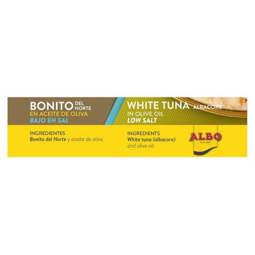 ALBO Bonito del norte en aceite de oliva con contenido reducido en sal lata de 82 g.