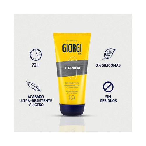 GIORGI Titanium Gel fijador de cabello (fijación 9) hasta 48 horas 170 ml.