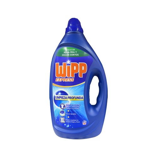 WIPP EXPRESS Detergente líquido gel azul 40 dosis.
