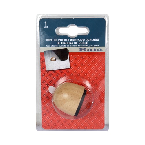 Tope ovalado adhesivo para puerta, de color haya natural RAIA.