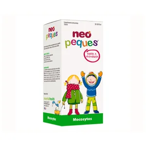 NEO PEQUES Mocosytos Complemento alimenticio sabor frambuesa, para aliviar los mocos y la tos 150 ml.