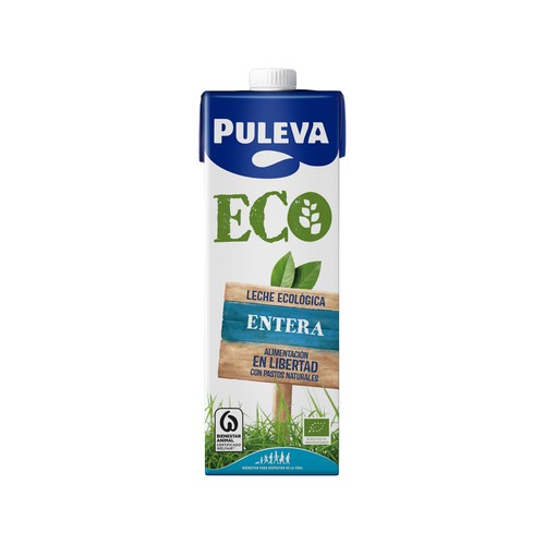 Leche entera de vacas con alimentación ecológica PULEVA Eco 1 l.