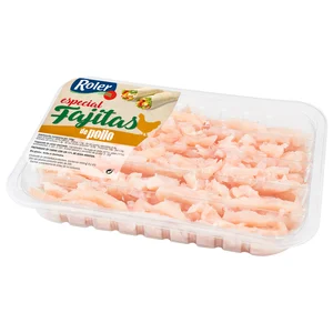 ROLER Bandeja de tiras de pollo marinadas, especiales para elaborar fajitas 320 g.