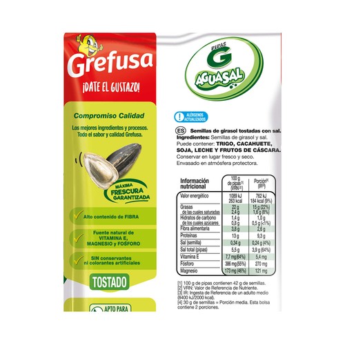 GREFUSA Pipas G aguasal GREFUSA, bolsa 165g