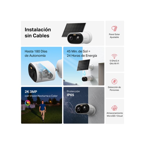 Kit de cámara de seguridad MERCUSYS MC410, alimentación solar