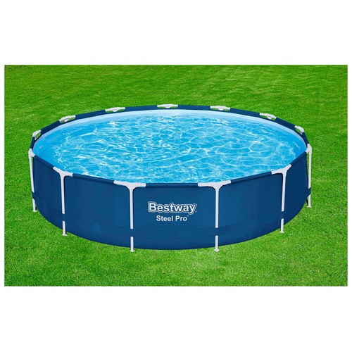 Piscina tubular Steel con estructura metálica BESTWAY color azul, medidas 396 x 84 cm. Con depuradora 2.006 litros/hora.